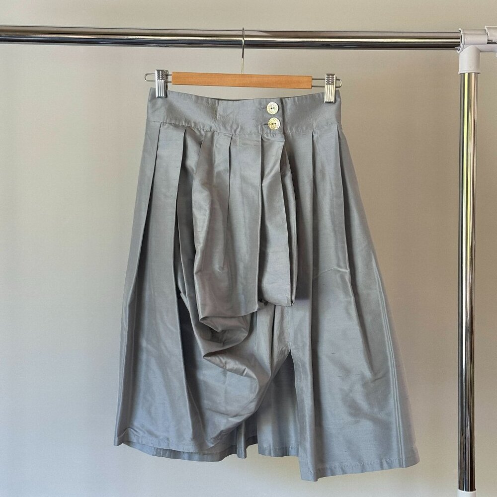Armani Collezioni Grey Silk Asymmetrical Skirt